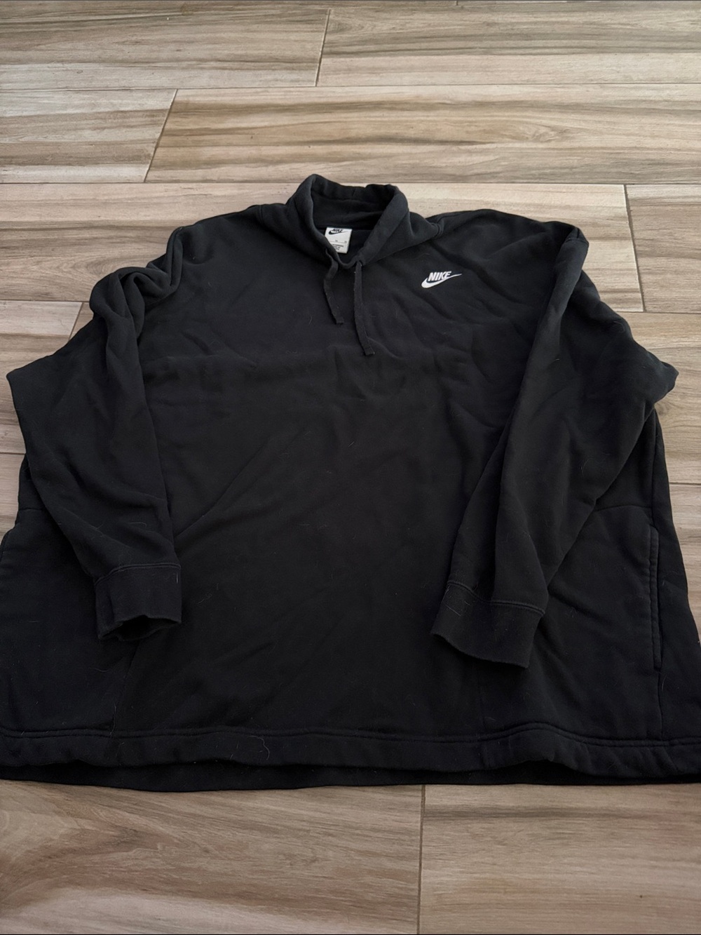 Nike Black Funnel neck Pullover Hoodie with White Swoosh